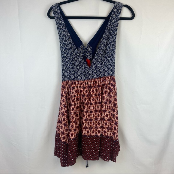 Lulus La Vie En Roses Navy Blue and Red Floral Print Dress - Picture 2 of 9